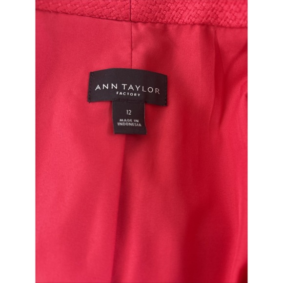 Ann Taylor Factory Women's 12 Red Cropped Jacket Blazer Career Lined - Picture 6 of 7